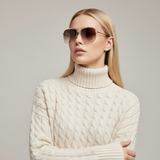Bold Series Metal Frame Square Sunglasses - Gold Frame Brown Lens