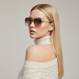 Bold Series Metal Frame Square Sunglasses - Gold Frame Brown Lens