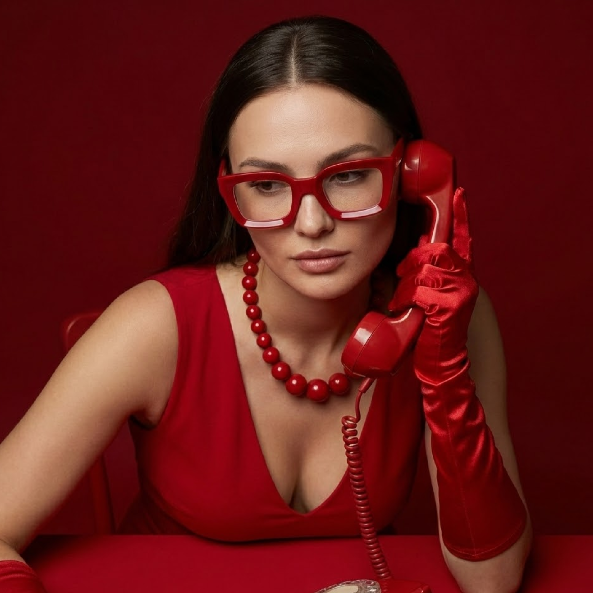 Dotted Square - Bright Red