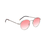 essntl series Vintage Round Sunglasses For Men & Women Silver Frame Gradient Pink Lenses