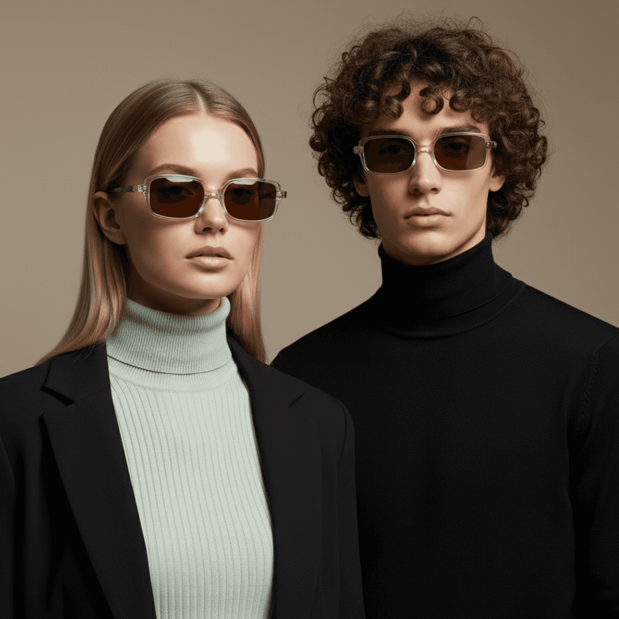 essntl series Retro Vintage Narrow 90s Rectangle Sunglasses For Men & Women - Trans Leopard Brown