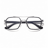 Etched Square Eyeglasses for Men & Women - Silver Black