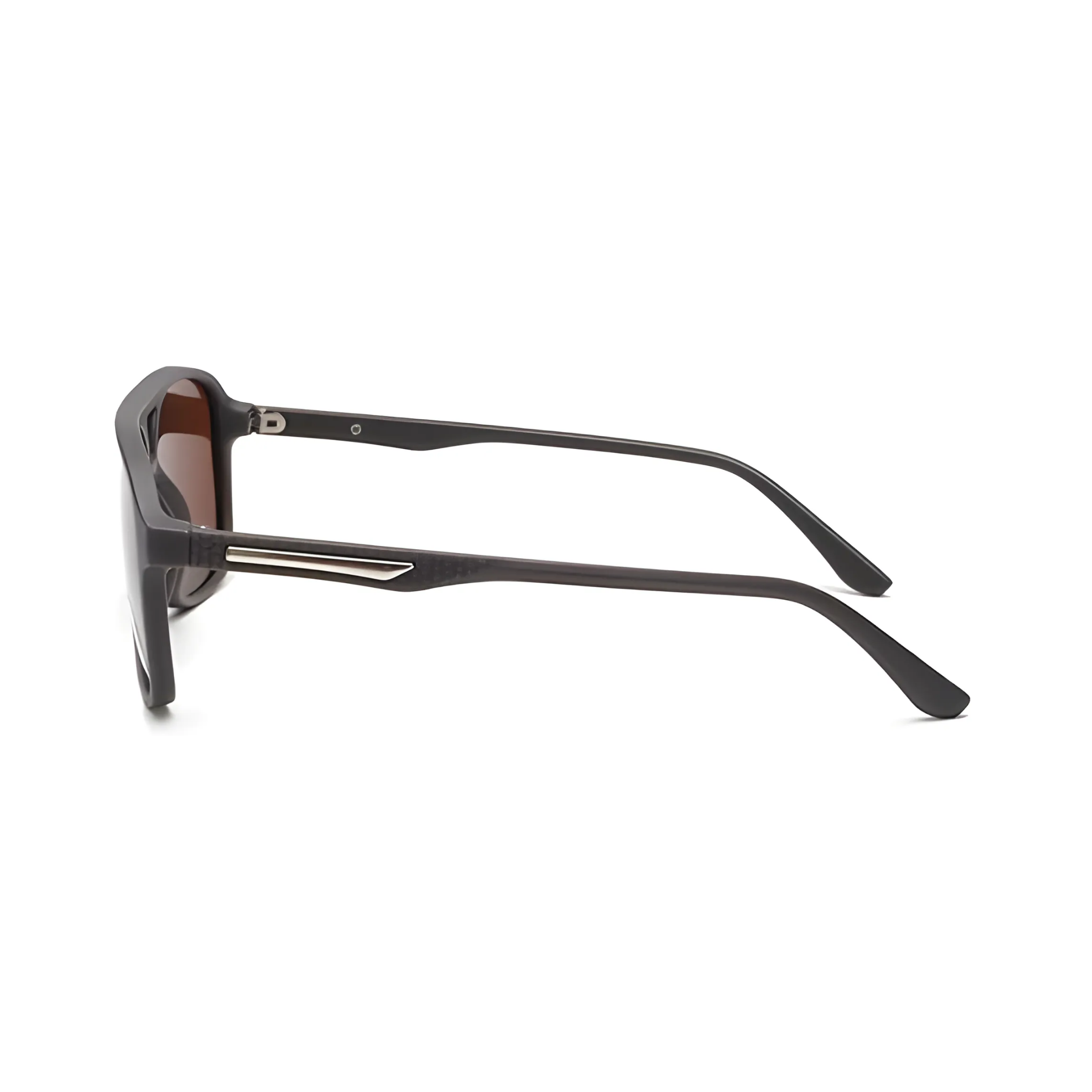 Klassic Series Rectangle Polarized & UV Protected Sunglasses Matte Grey Frame & Brown Lenses