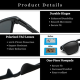 Klassic Series Polarized Sports Rectangular Sunglasses For Men & Women - (Crystal Frame Grey Lenses)