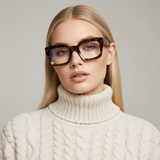 Dotted Series 3 Dots Square Blue Light Blocking Eyeglasses - Demi