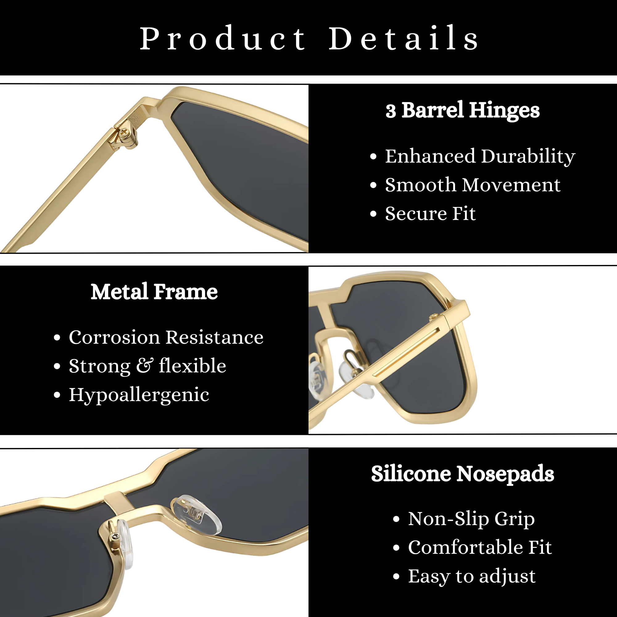 Monster Series Square Irregular Sunglasses For Men & Women - Golden Ash