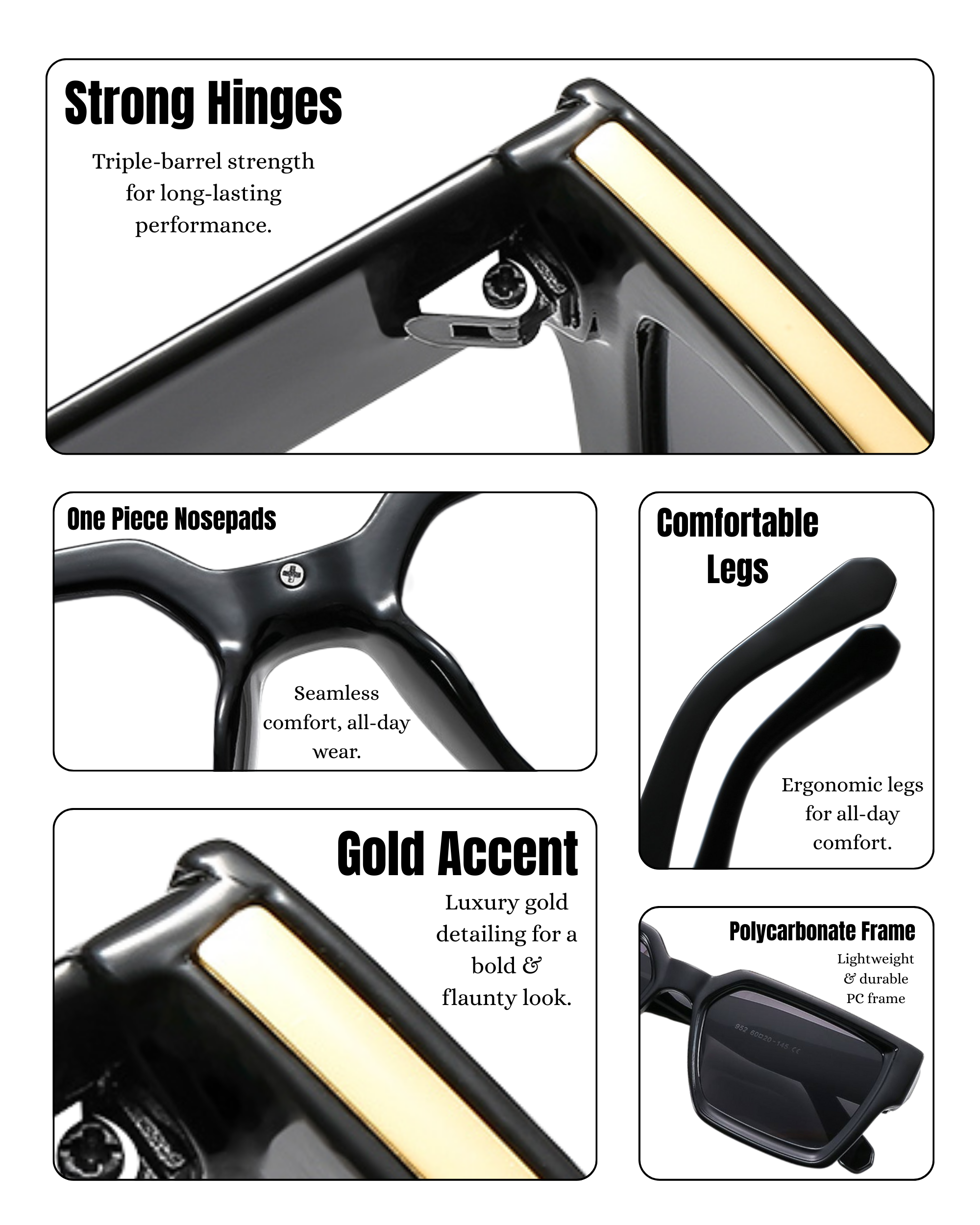 Bold Series Square Sunglasses - Noir
