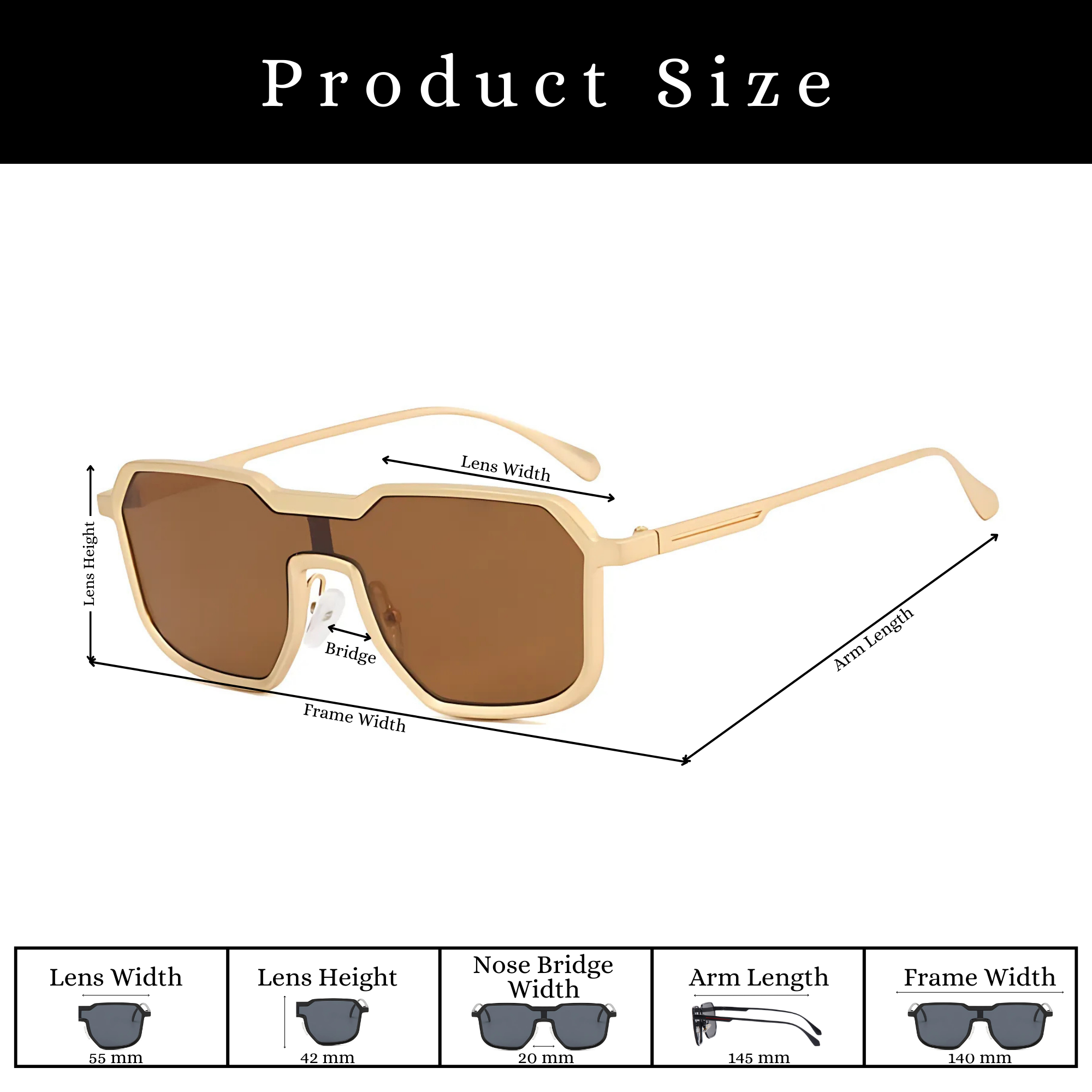 Monster Series Square Irregular Sunglasses For Men & Women - Emerald Brown