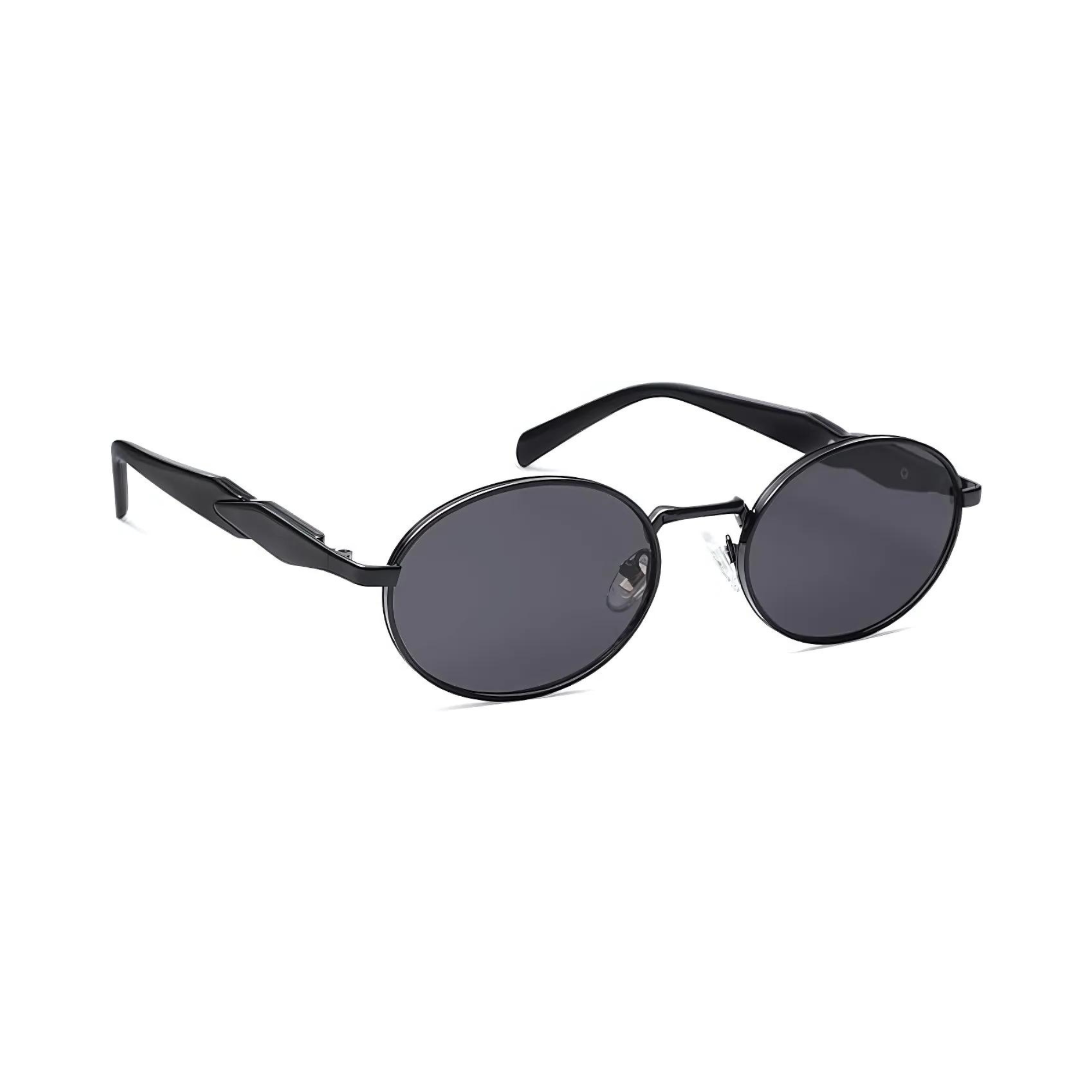 essntl Series Retro Oval Sunglasses For Men & Women - Midnight Black