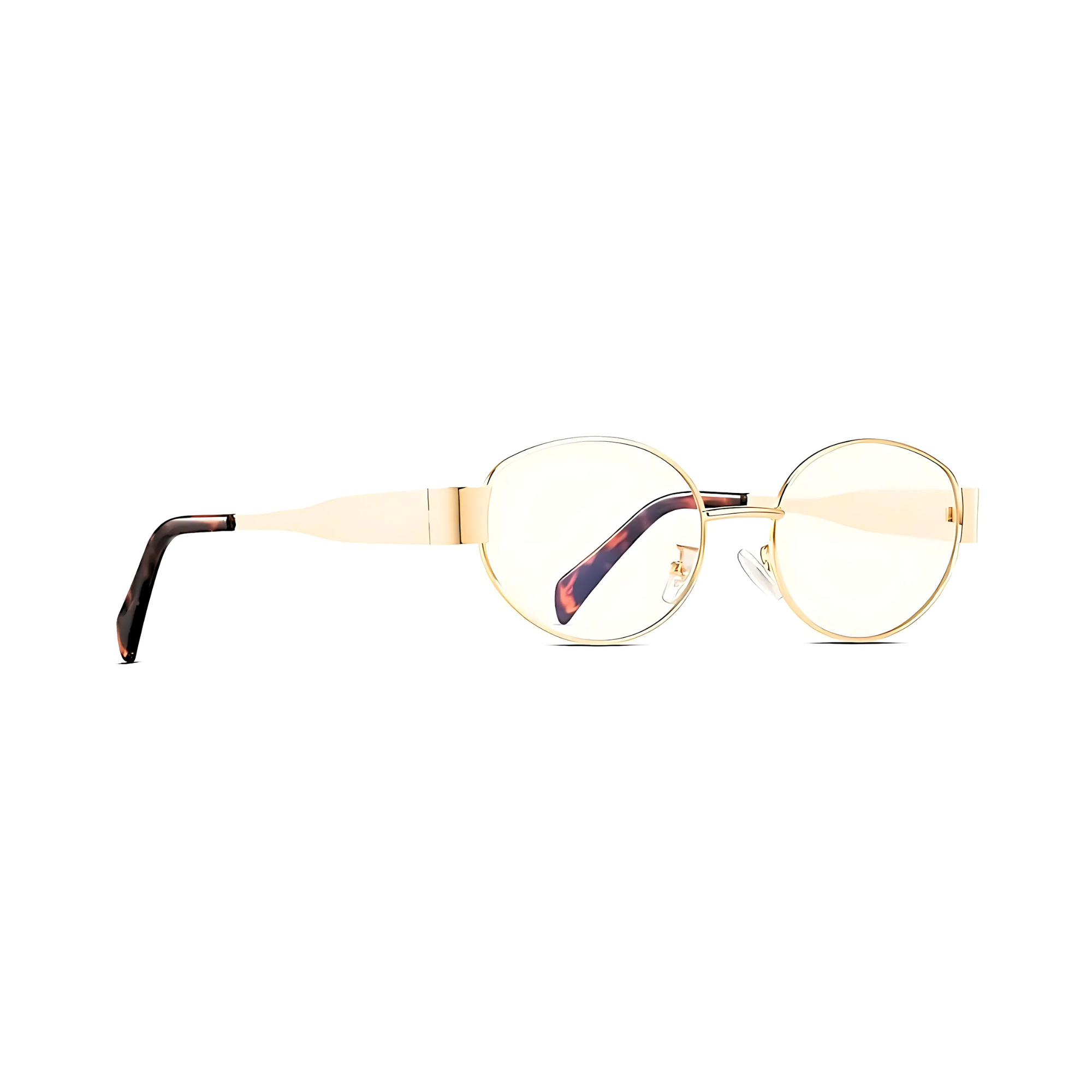 essntl Series Retro Oval Blue Light Blocking Computer Glasses | Unisex | Aurora Gold