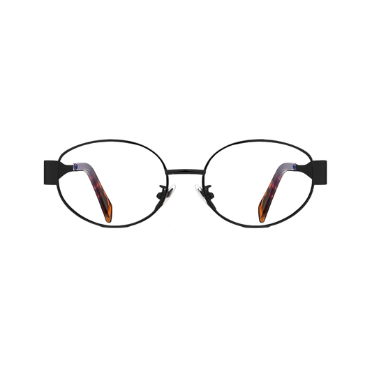 essntl Series Retro Oval Blue Light Blocking Computer Glasses - Unisex - Onyx Black