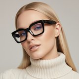 Dotted Series 3 Dots Square Blue Light Blocking Eyeglasses - Black