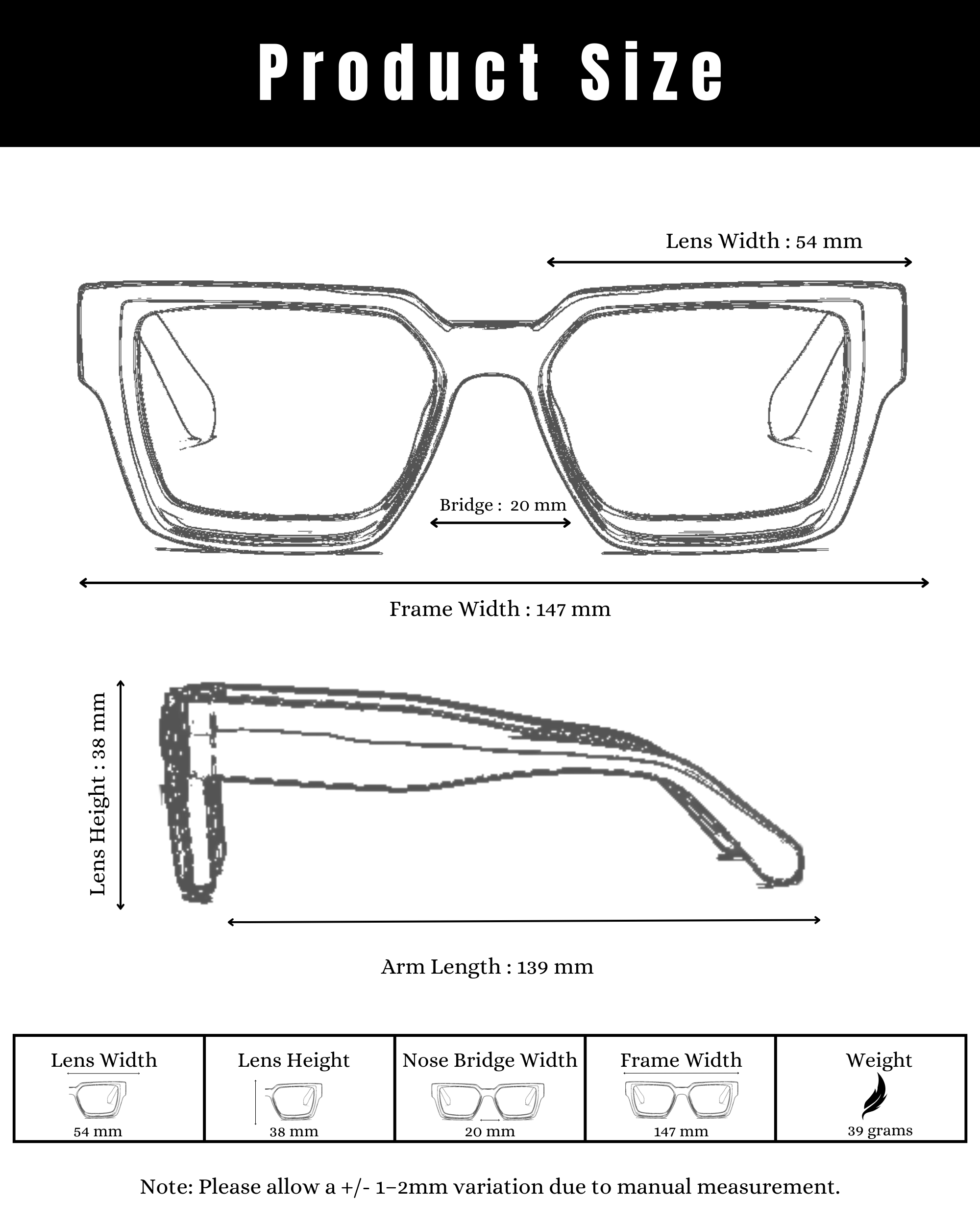 Bold Series Square Sunglasses - Noir