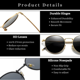 essntl series Vintage Round Sunglasses For Men & Women Silver Frame Gradient Pink Lenses