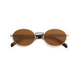 essntl Series Retro Oval Sunglasses For Men & Women - Emerald Brown