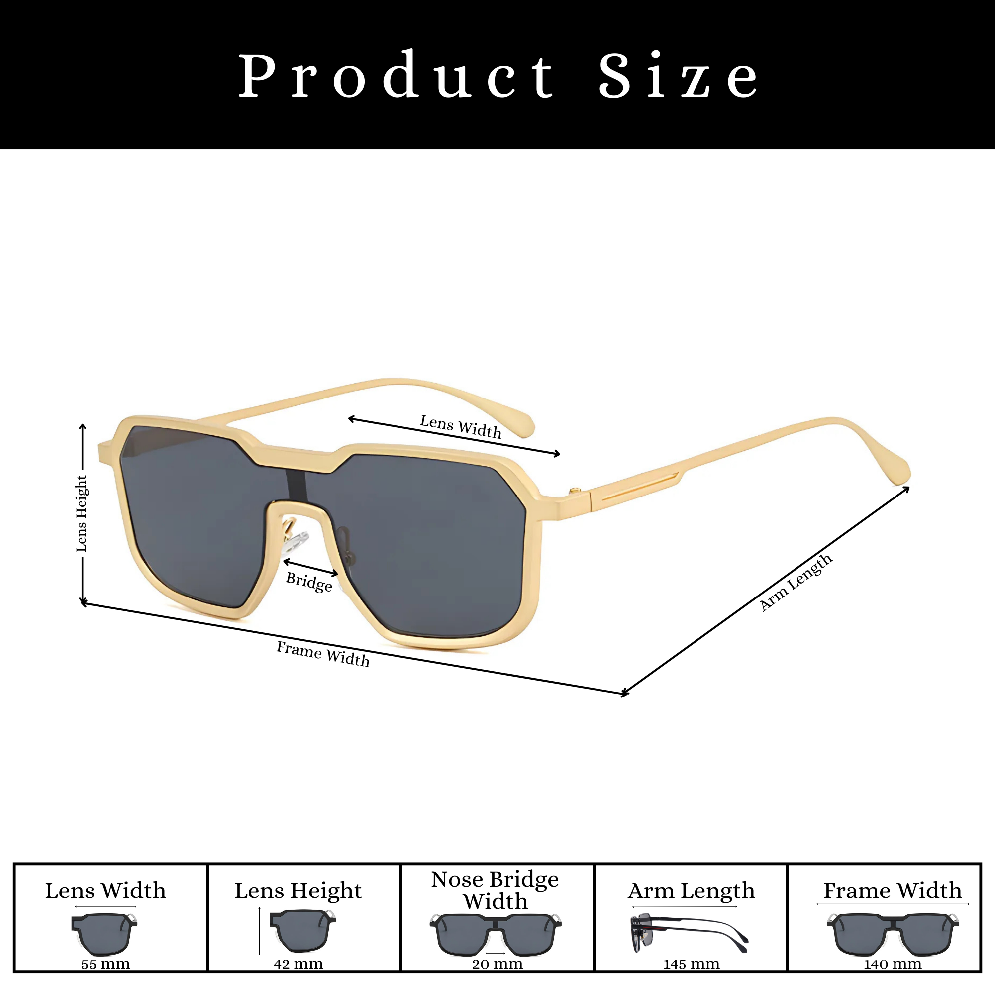 Monster Series Square Irregular Sunglasses For Men & Women - Golden Ash