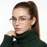 essntl Series Retro Oval Computer Glasses For Men & Women - Silver