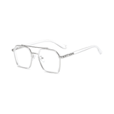Etched Square Eyeglasses for Men & Women - Silver Crystal