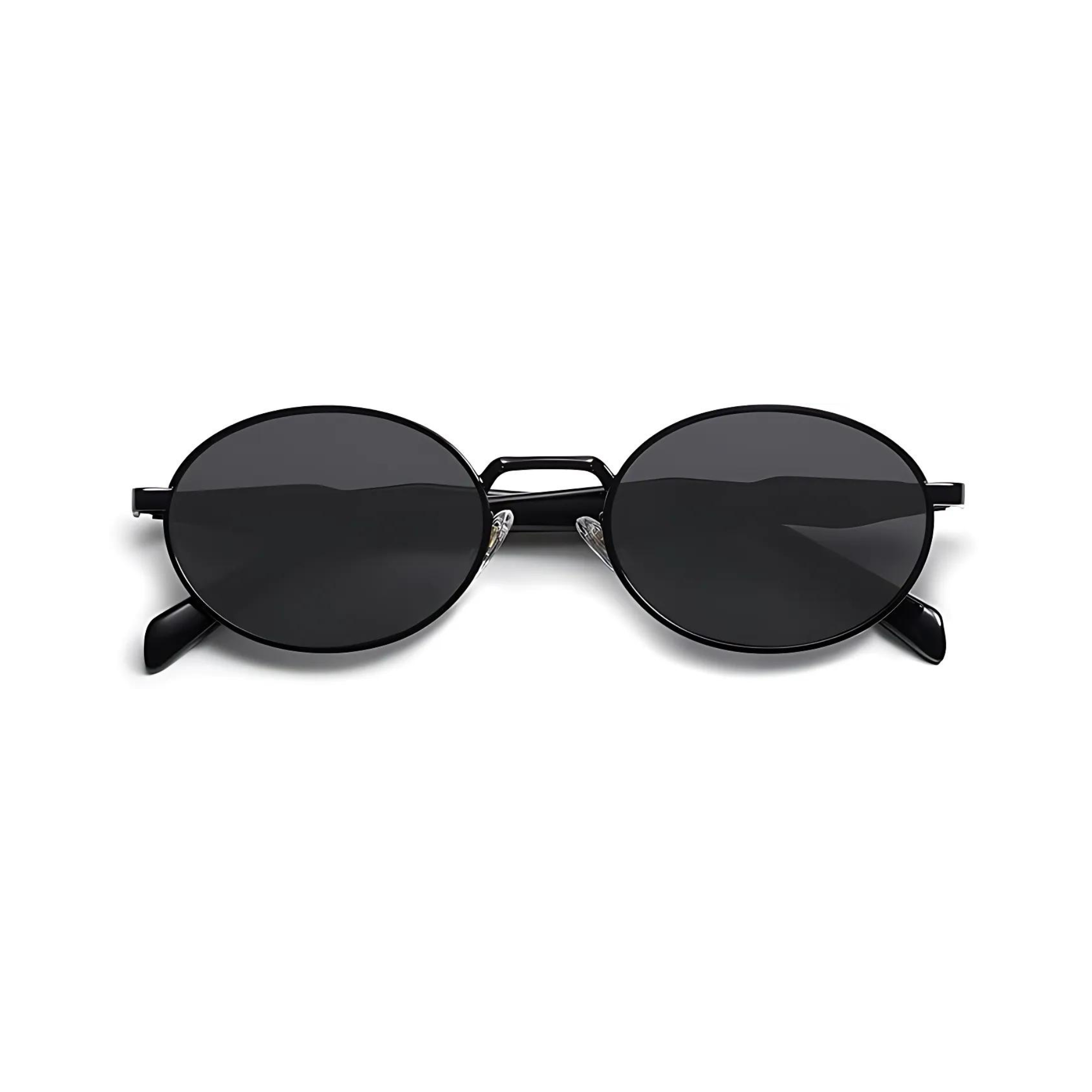 essntl Series Retro Oval Sunglasses For Men & Women - Midnight Black