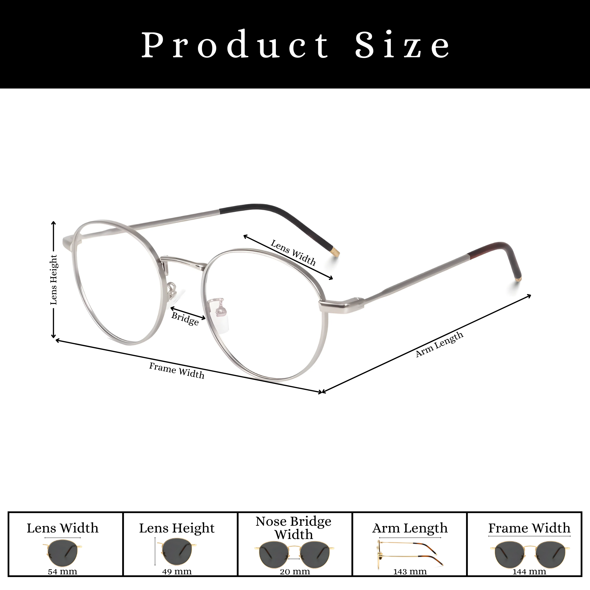 essntl series Vintage Round Computer Glasses For Men & Women Silver Frame Clear Lenses