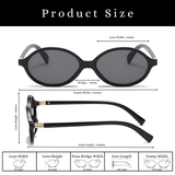 essntl series Retro Vintage 90s Oval Sunglasses For Men & Women - Black