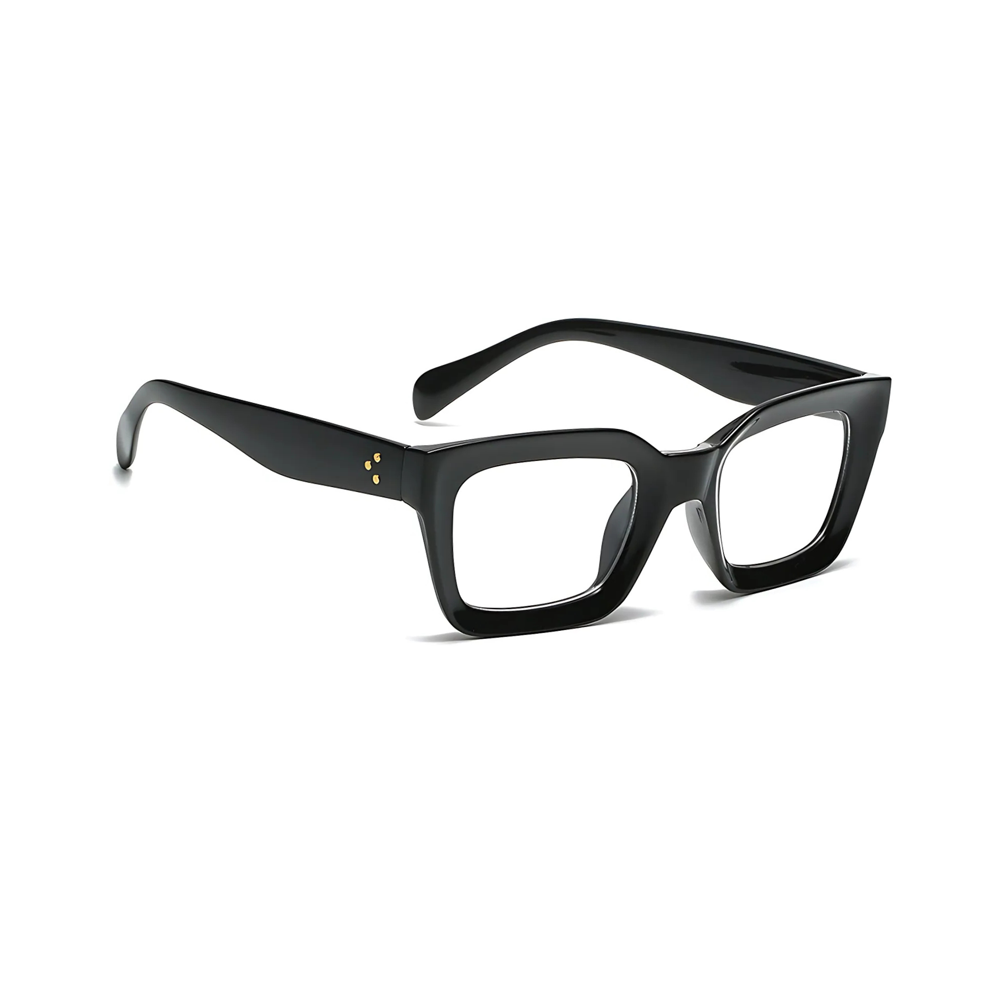 Dotted Series 3 Dots Square Blue Light Blocking Eyeglasses - Black