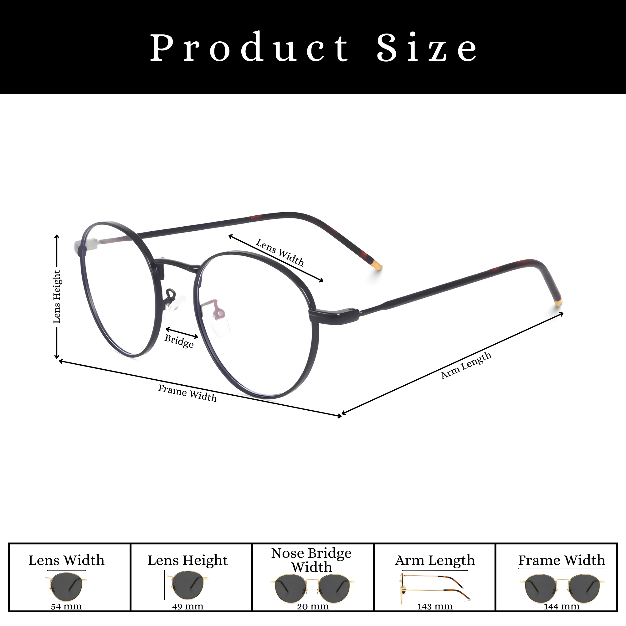 essntl series Vintage Round Computer Glasses For Men & Women Black Frame Clear Lenses