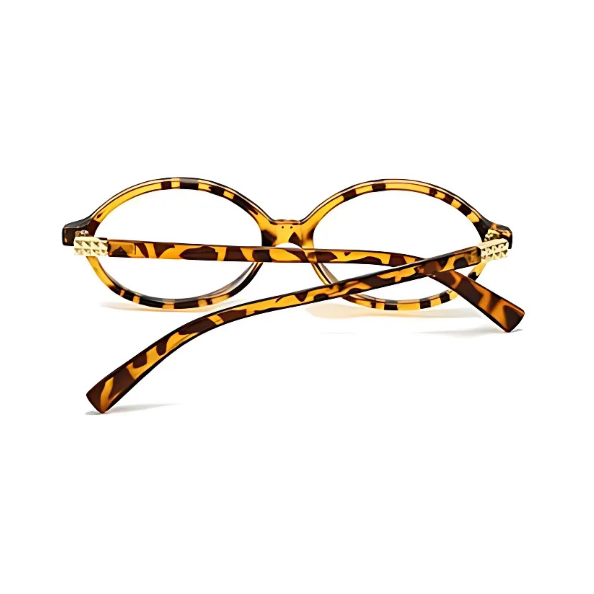 essntl series Retro Vintage 90s Oval Computer Glasses For Men & Women - Leopard Clear