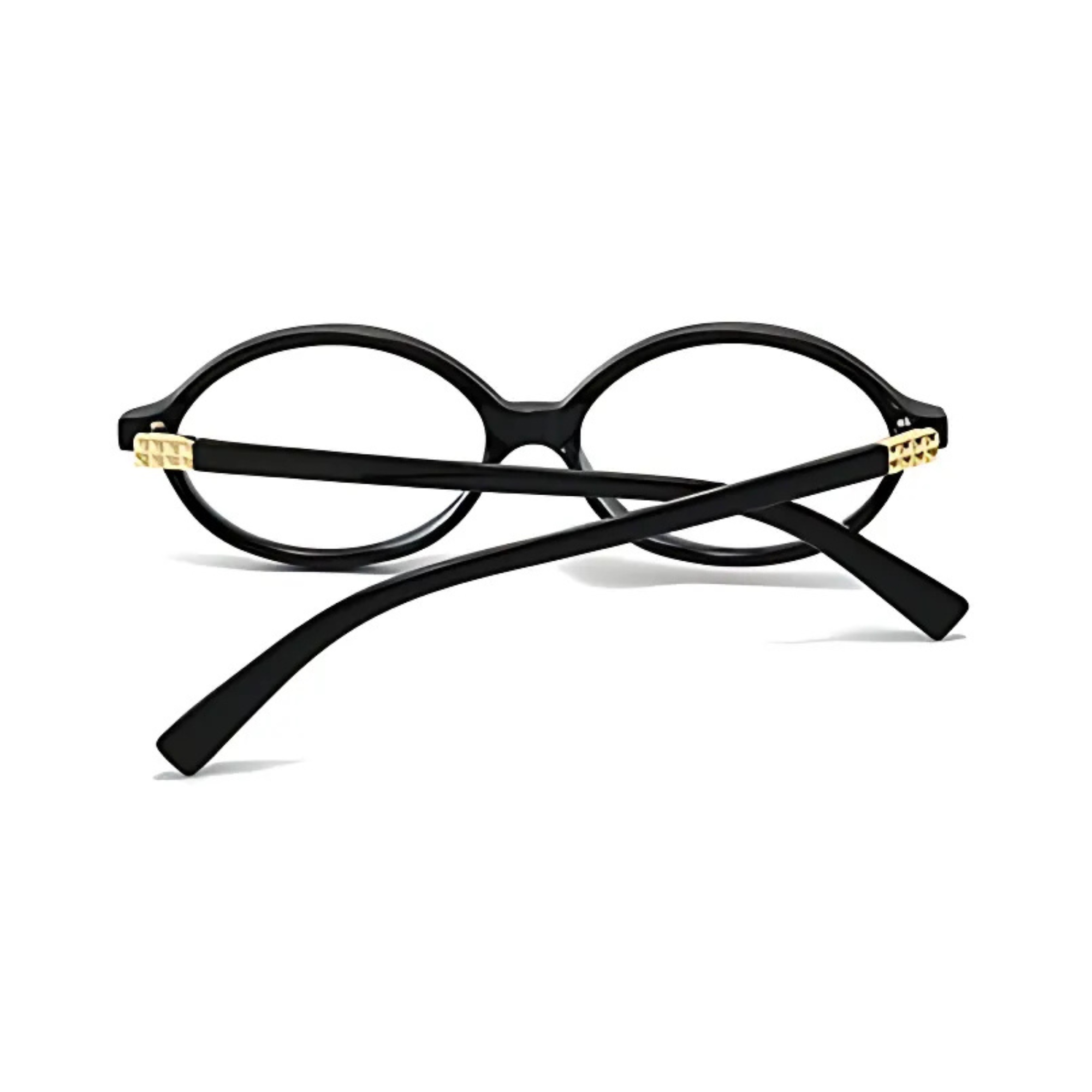 essntl series Retro Vintage 90s Oval Computer Glasses For Men & Women - Black Clear