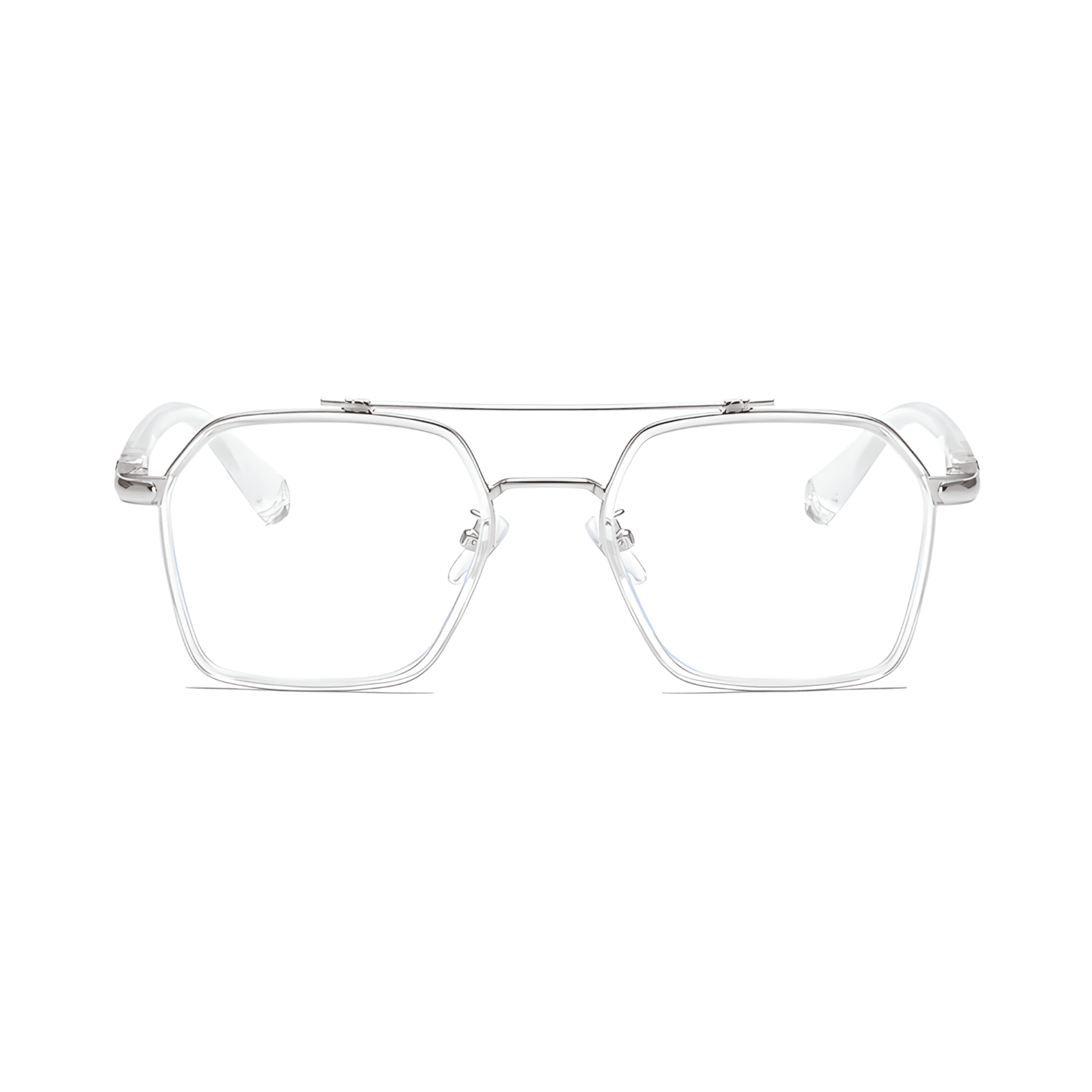 Etched Square Eyeglasses for Men & Women - Silver Crystal