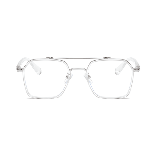Etched Square Eyeglasses for Men & Women - Silver Crystal