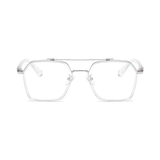 Etched Square Eyeglasses for Men & Women - Silver Crystal
