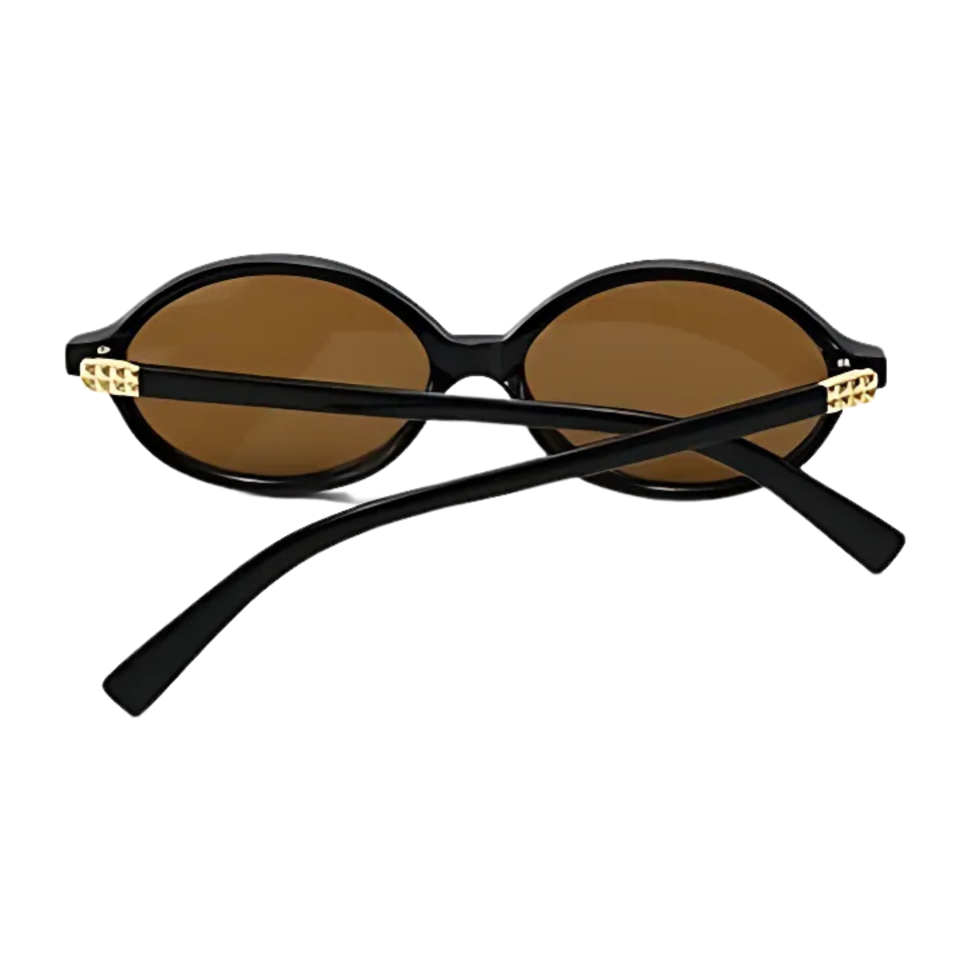 essntl series Retro Vintage 90s Oval Sunglasses For Men & Women - Black Brown