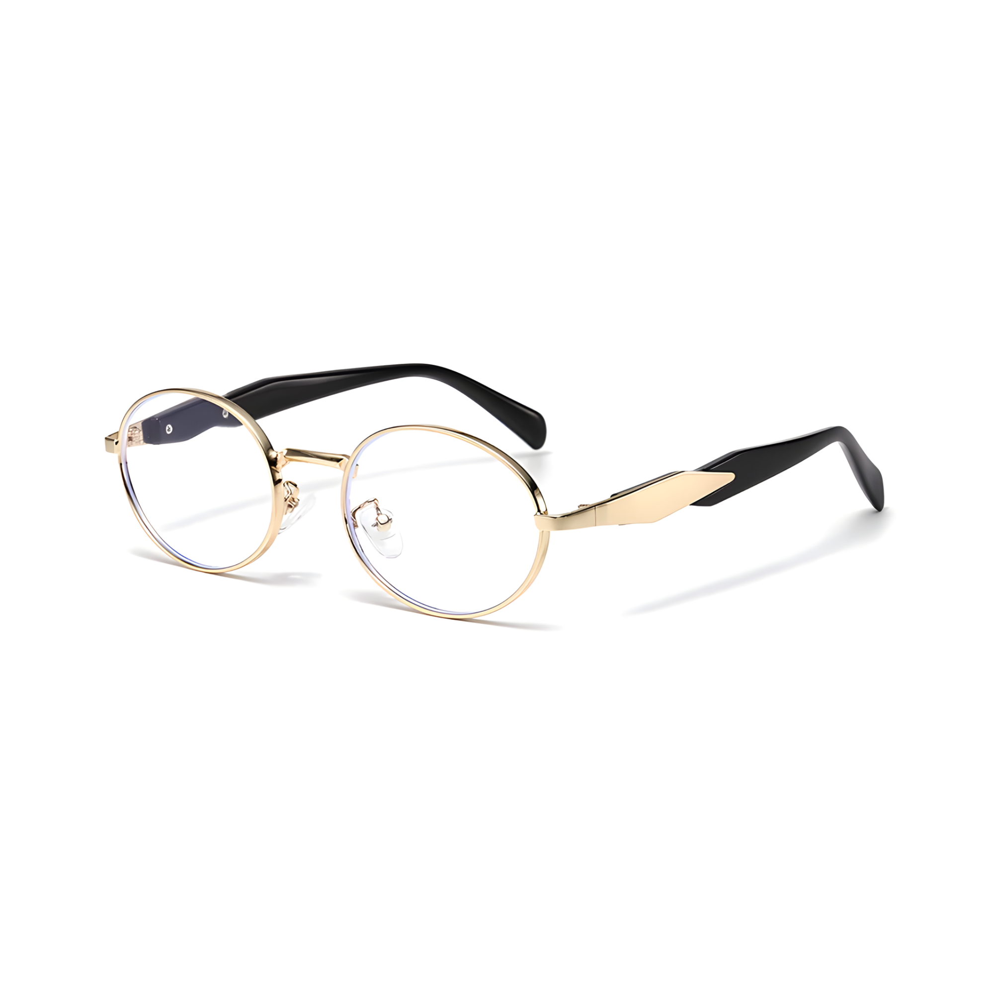 essntl Series Retro Oval Computer Glasses For Men & Women - Golden