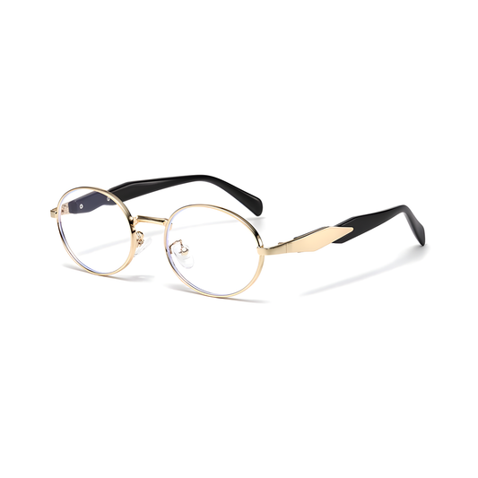 essntl Series Retro Oval Computer Glasses For Men & Women - Golden
