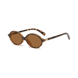 essntl series Retro Vintage 90s Oval Sunglasses For Men & Women - Leopard Brown