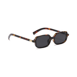 essntl series Retro Vintage Narrow 90s Rectangle Sunglasses For Men & Women - Leopard Grey