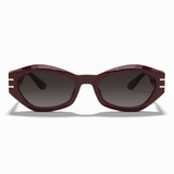 Bordeaux muse sunglasses with silver accents on a white background