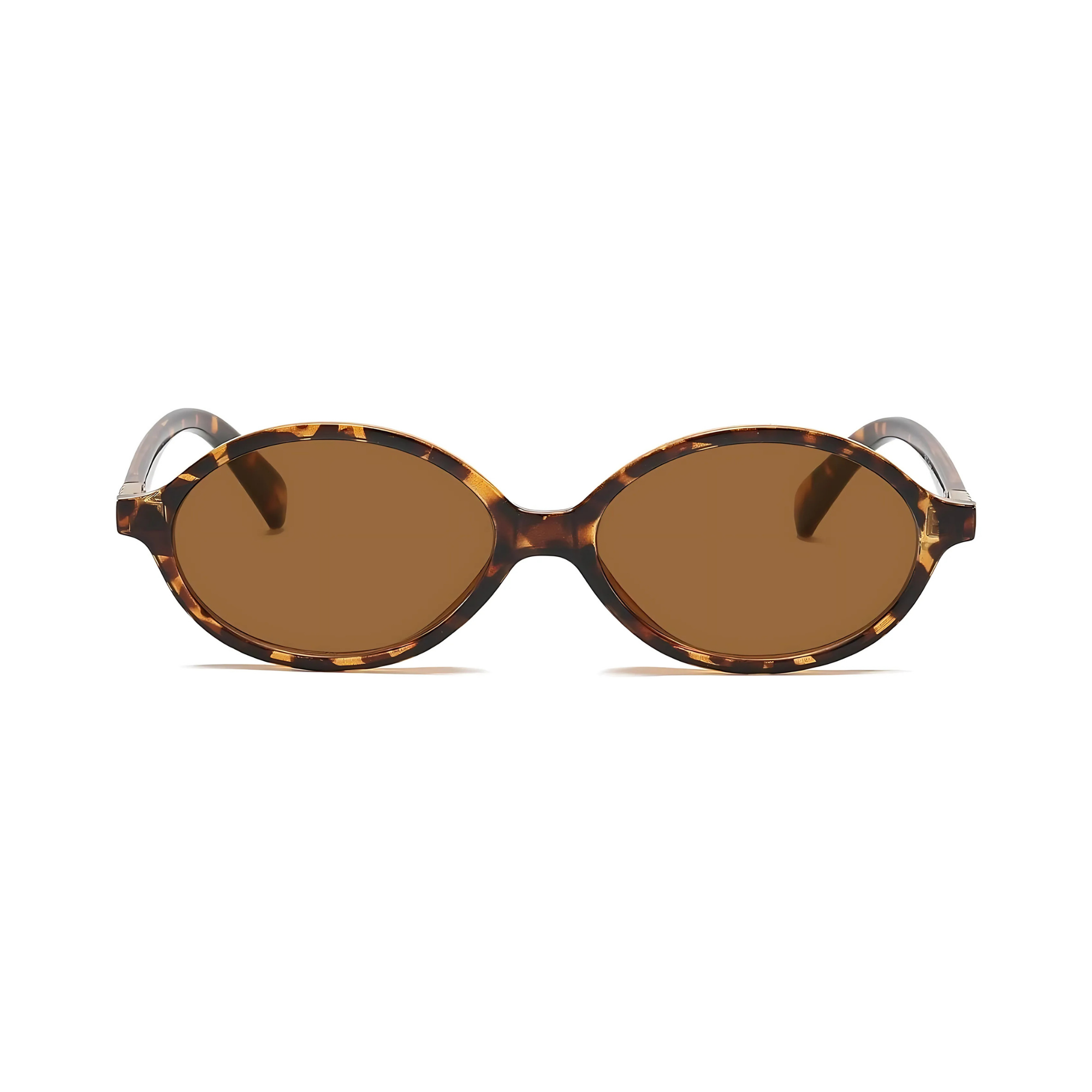 essntl series Retro Vintage 90s Oval Sunglasses For Men & Women - Leopard Brown