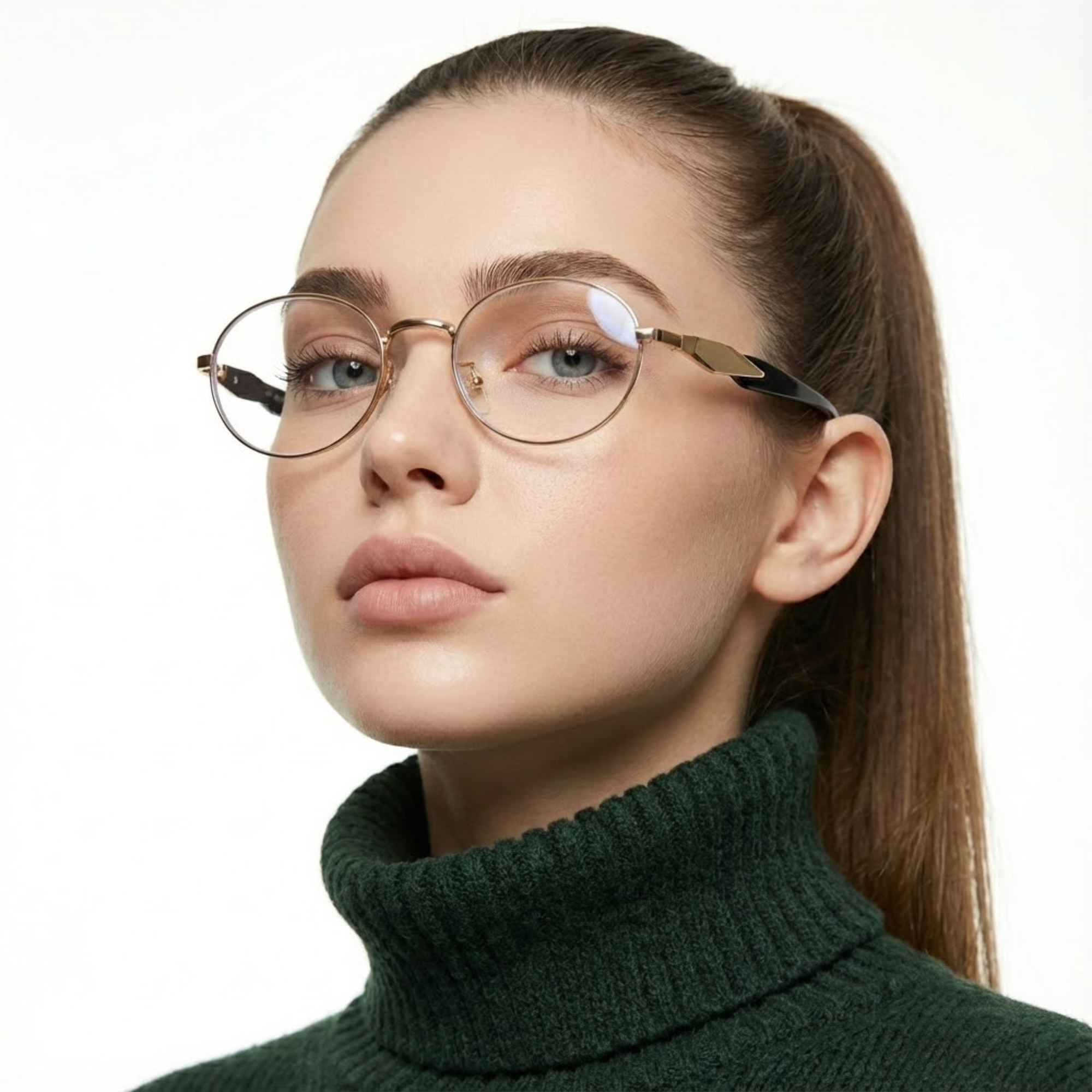 essntl Series Retro Oval Computer Glasses For Men & Women - Golden