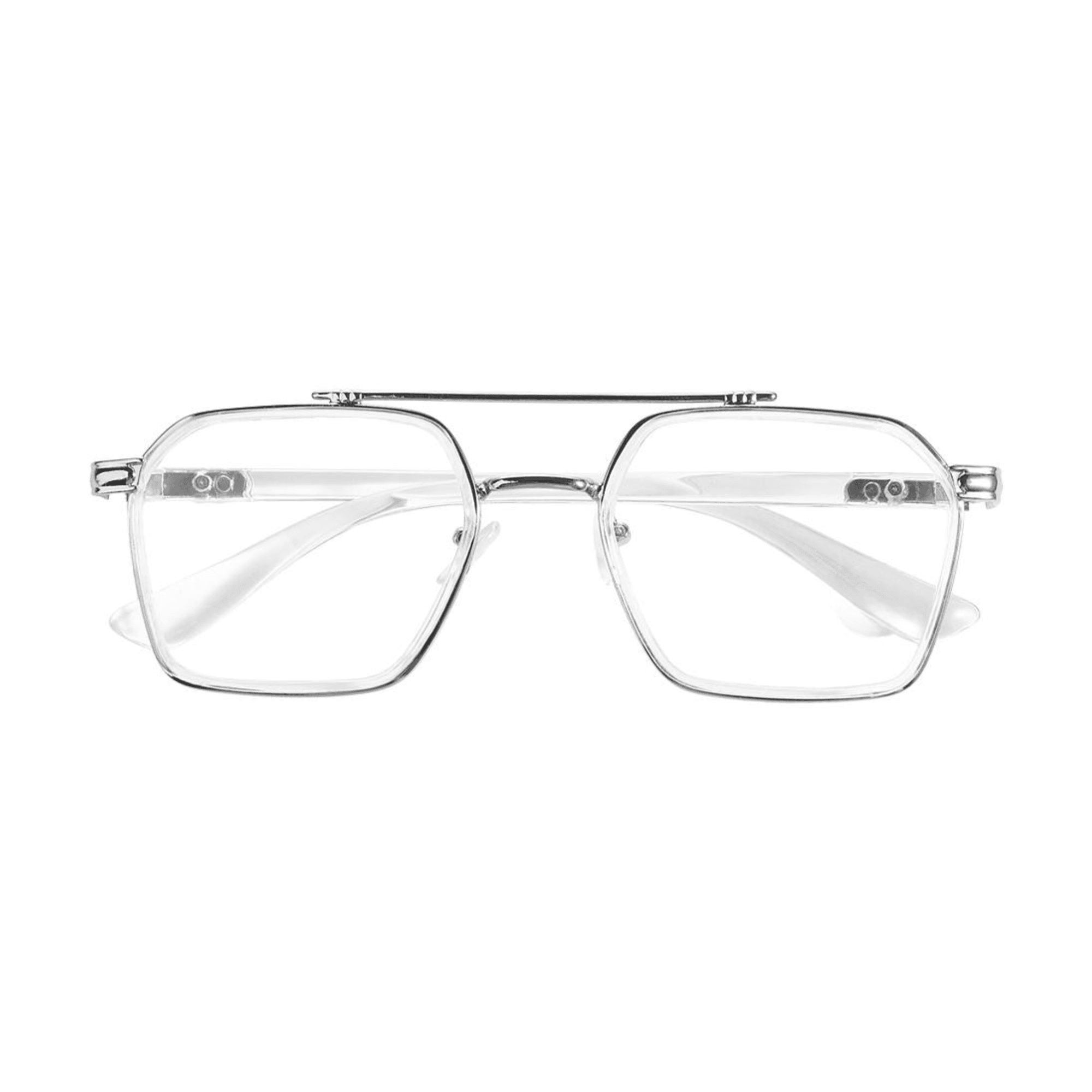 Etched Square Eyeglasses for Men & Women - Silver Crystal