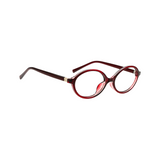 essntl series Retro Vintage 90s Oval Computer Glasses For Women - Wine Red