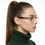 essntl Series Retro Oval Computer Glasses For Men & Women - Golden