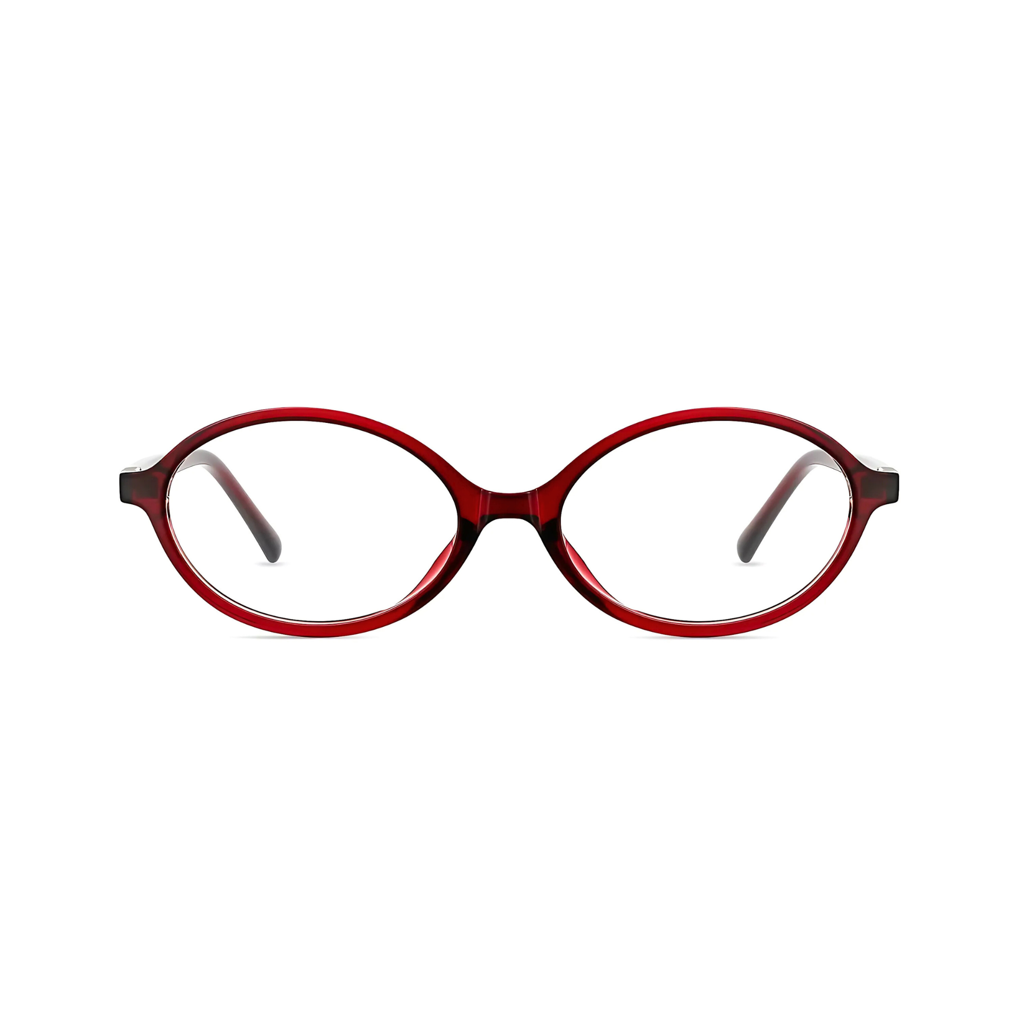 essntl series Retro Vintage 90s Oval Computer Glasses For Women - Wine Red