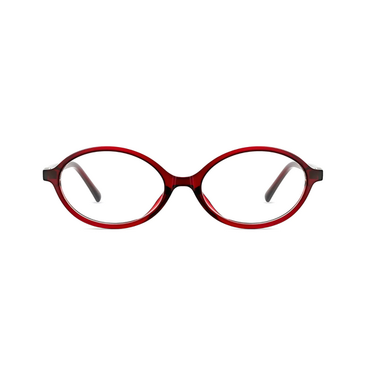 essntl series Retro Vintage 90s Oval Computer Glasses For Women - Wine Red
