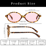 essntl series Retro Vintage 90s Oval Sunglasses For Men & Women - Leopard Rose