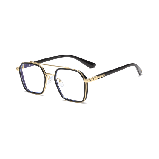 Etched Square Eyeglasses for Men & Women - Gold Black