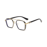 Etched Square Eyeglasses for Men & Women - Gold Black