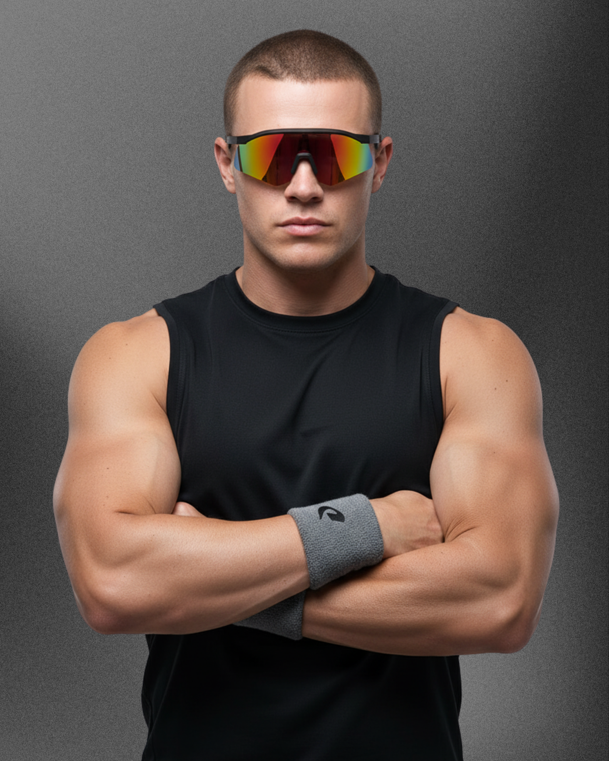 Xplorer Half-Rim Sports Sunglasses - Black Orange