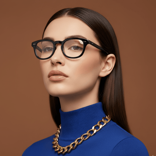 Dotted Series Panto Blue Light Blocking Glasses for Men & Women - Black